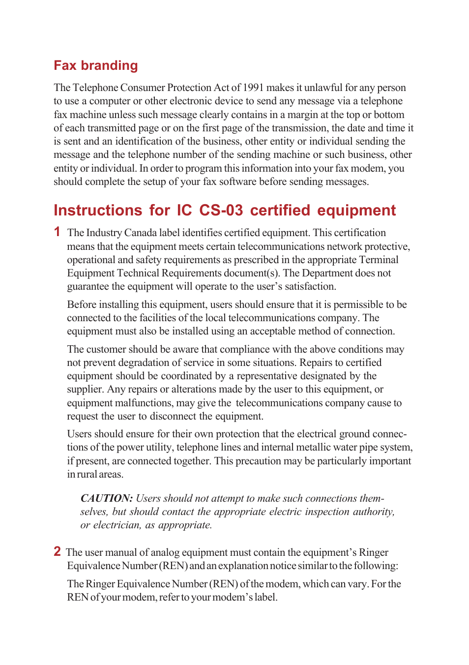 Instructions for ic cs-03 certified equipment | Toshiba A40 Series User Manual | Page 8 / 286