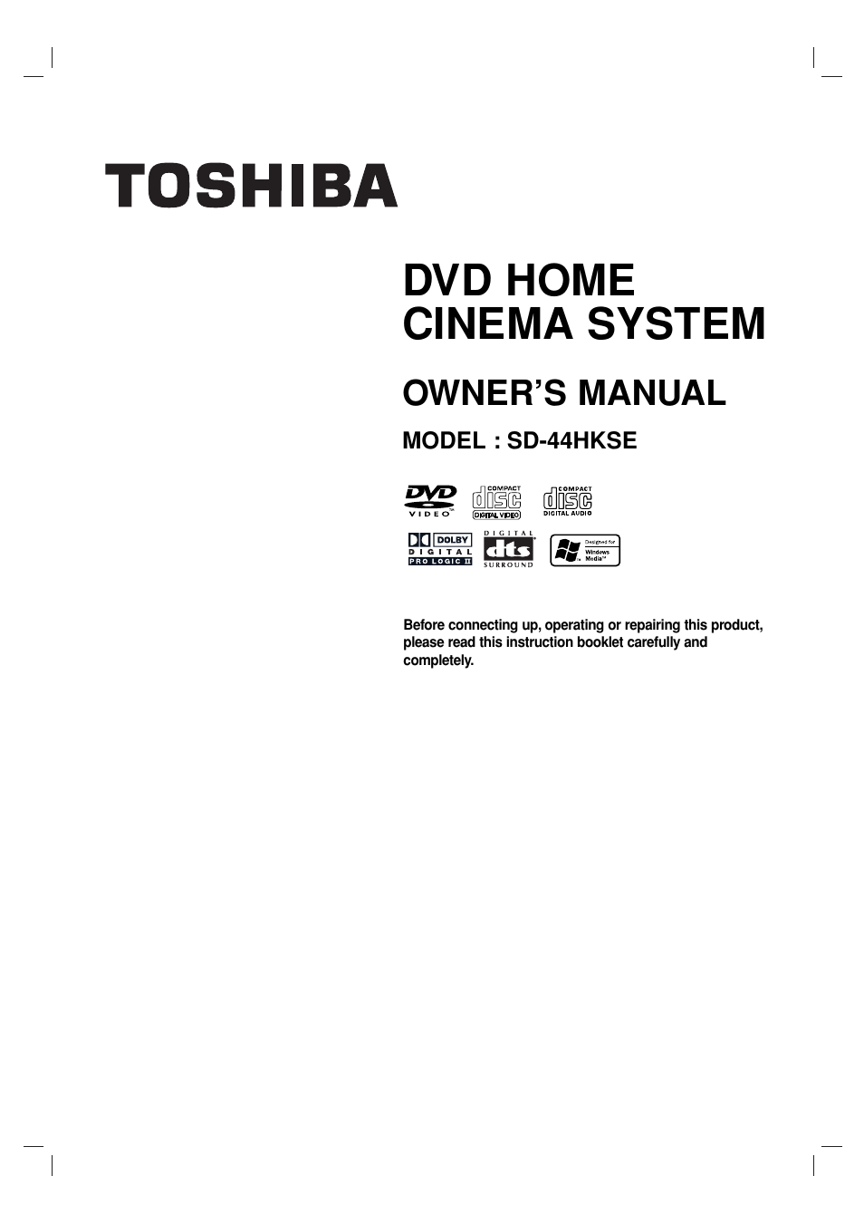 Toshiba SD-44HKSE  EN User Manual | 34 pages