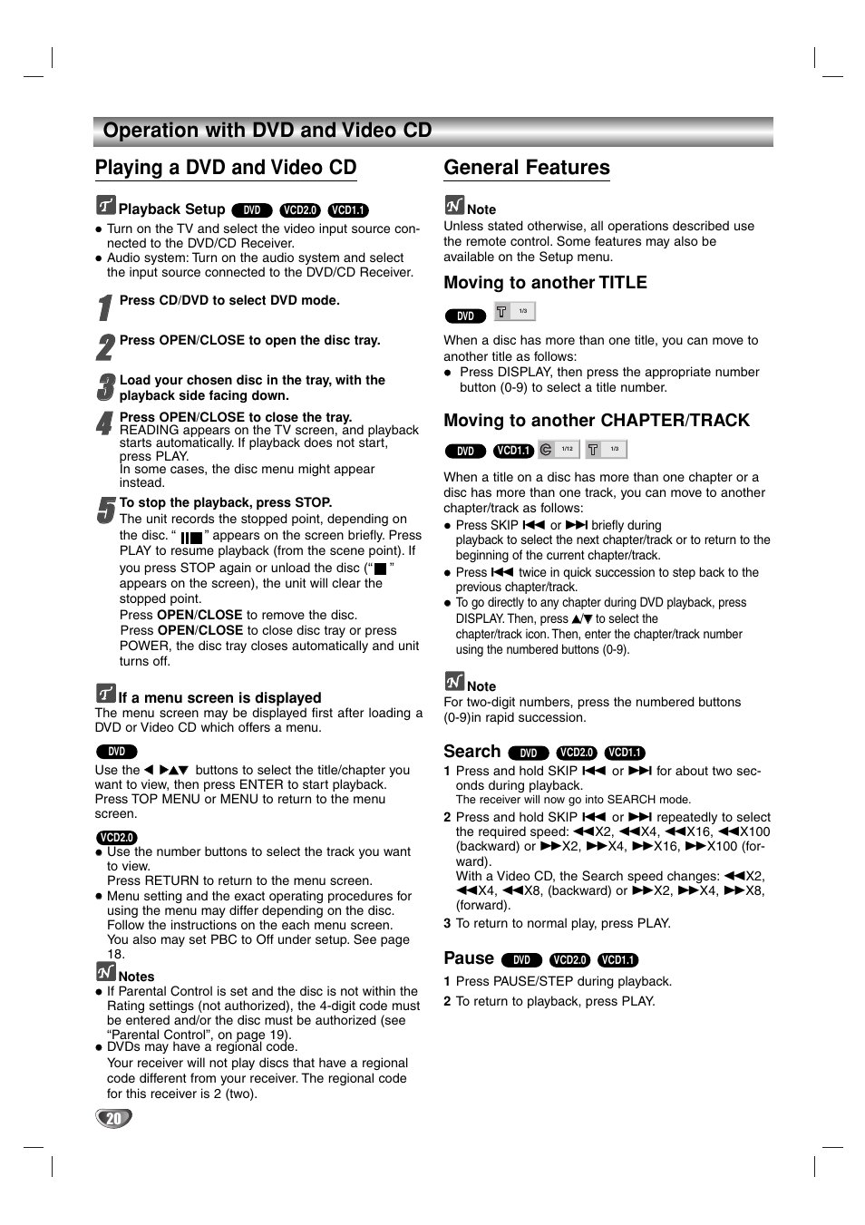 General features | Toshiba SD-44HKSE  EN User Manual | Page 20 / 34