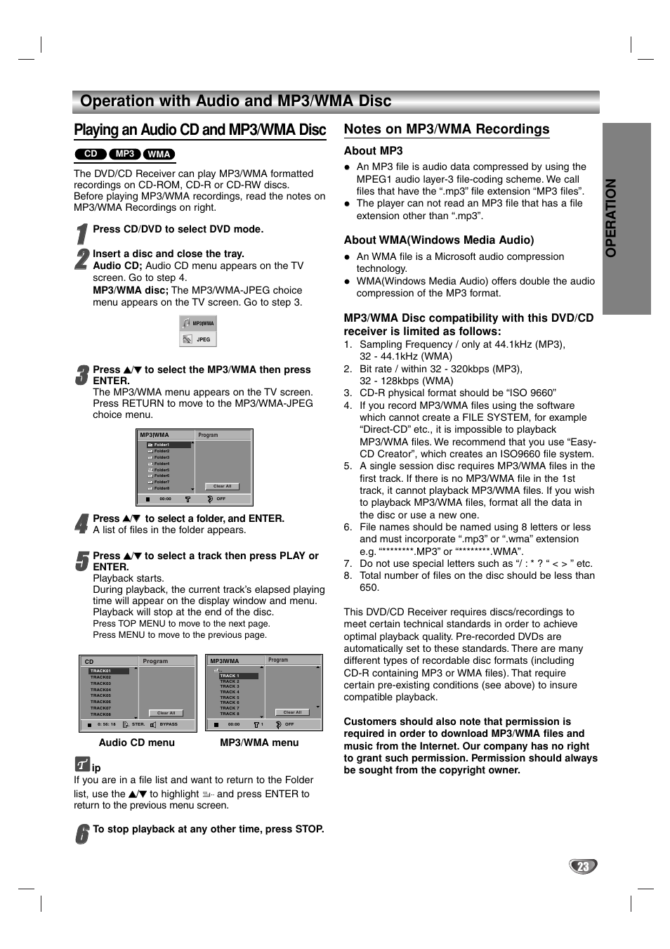 Opera tion | Toshiba SD-44HKSE  EN User Manual | Page 23 / 34