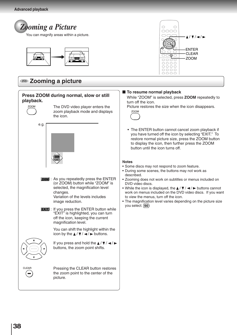 Zooming a picture | Toshiba SD-K510 User Manual | Page 36 / 59