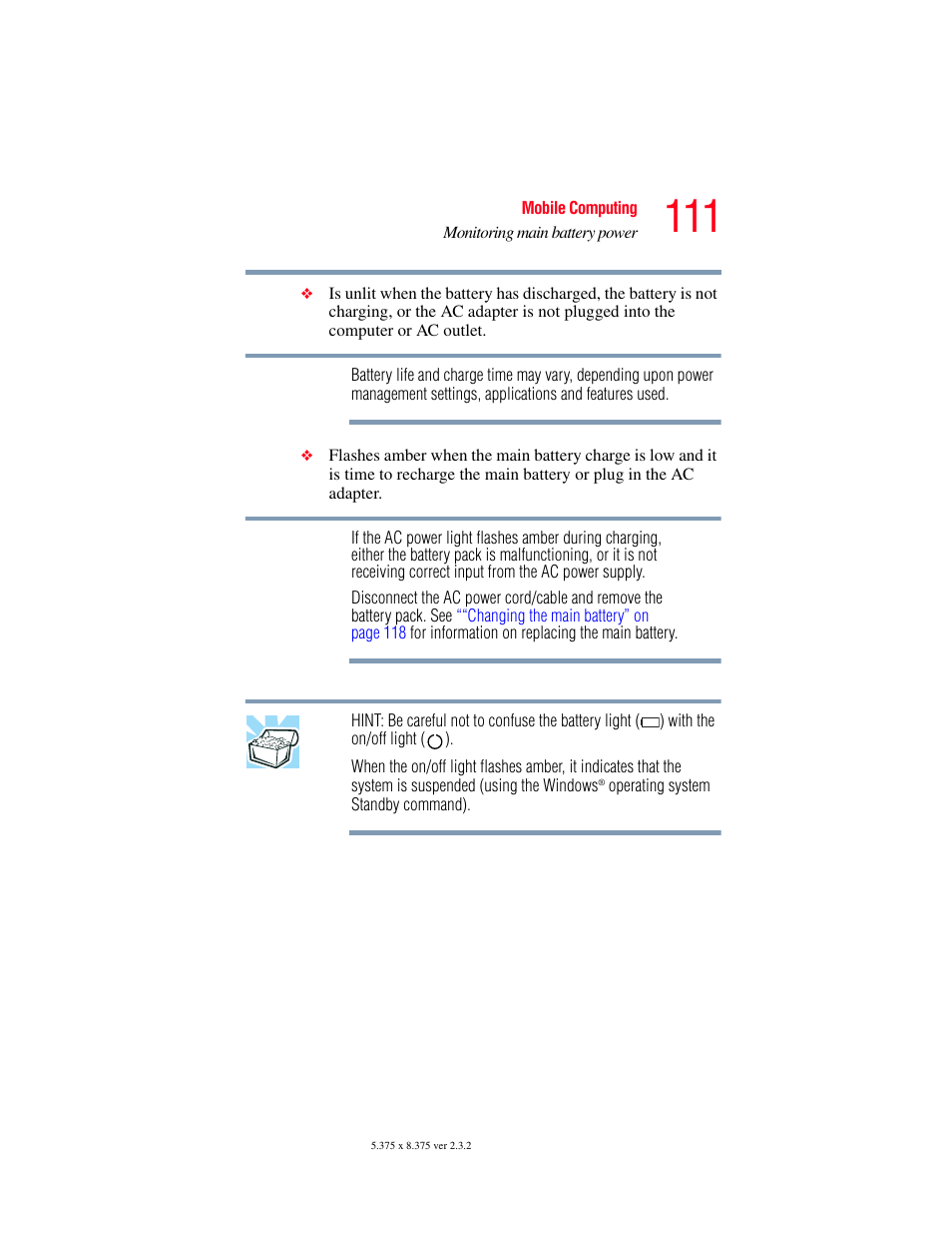 Toshiba P100/P105 User Manual | Page 111 / 280