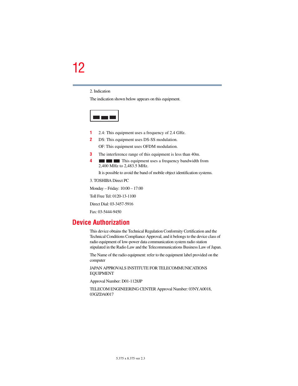 Device authorization | Toshiba P100/P105 User Manual | Page 12 / 280