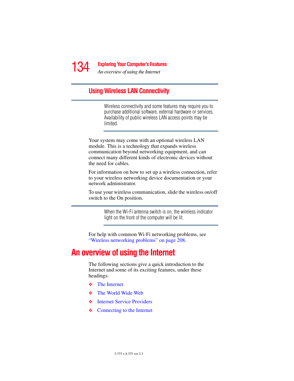 An overview of using the internet | Toshiba P100/P105 User Manual | Page 134 / 280