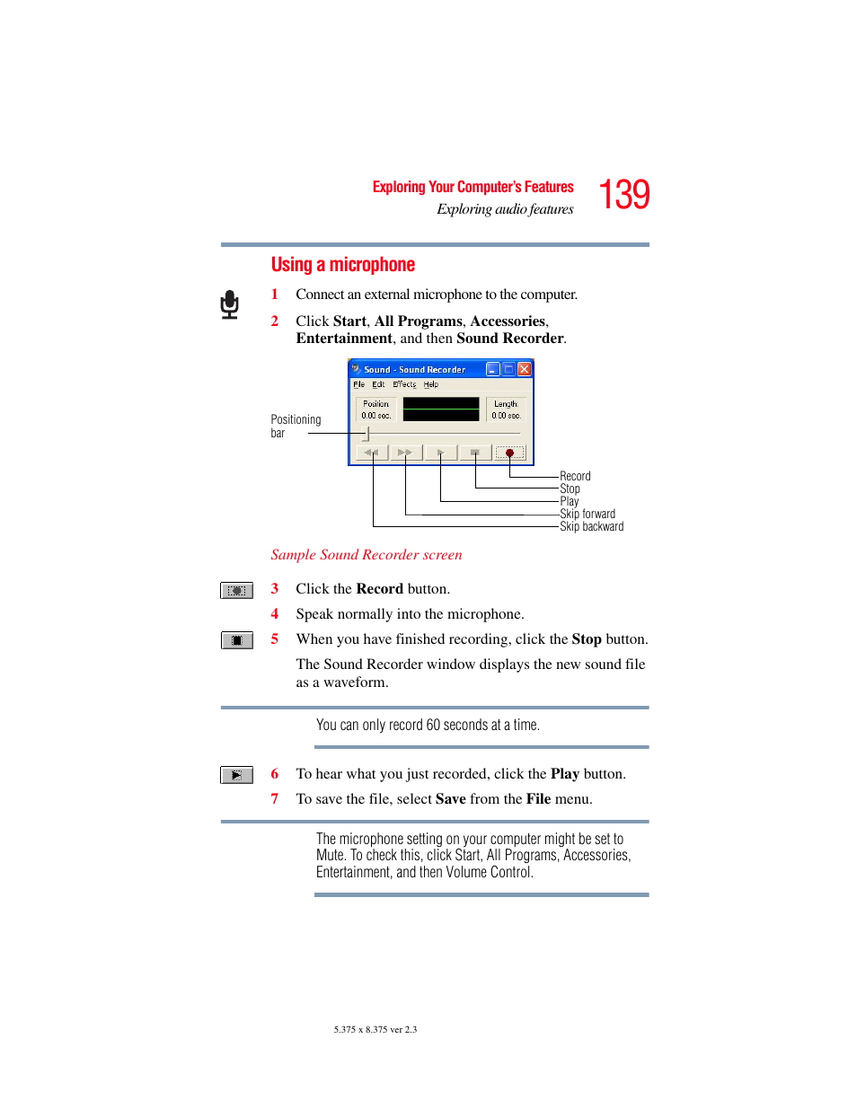 Using a microphone | Toshiba P100/P105 User Manual | Page 139 / 280
