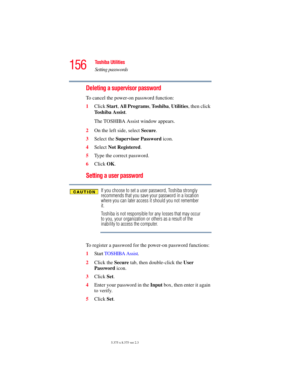 User password | Toshiba P100/P105 User Manual | Page 156 / 280