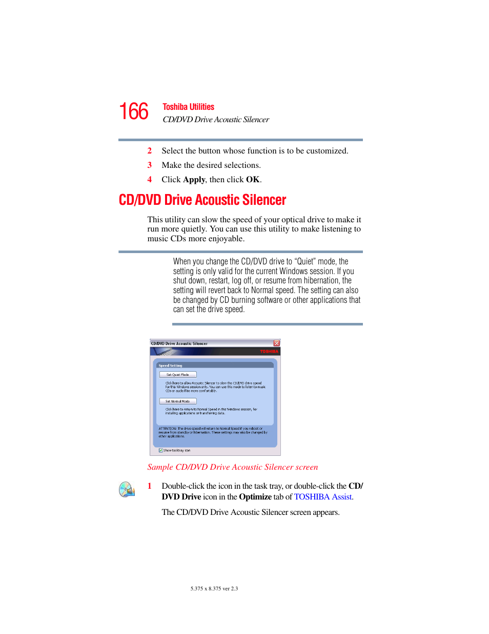 Cd/dvd drive acoustic silencer | Toshiba P100/P105 User Manual | Page 166 / 280