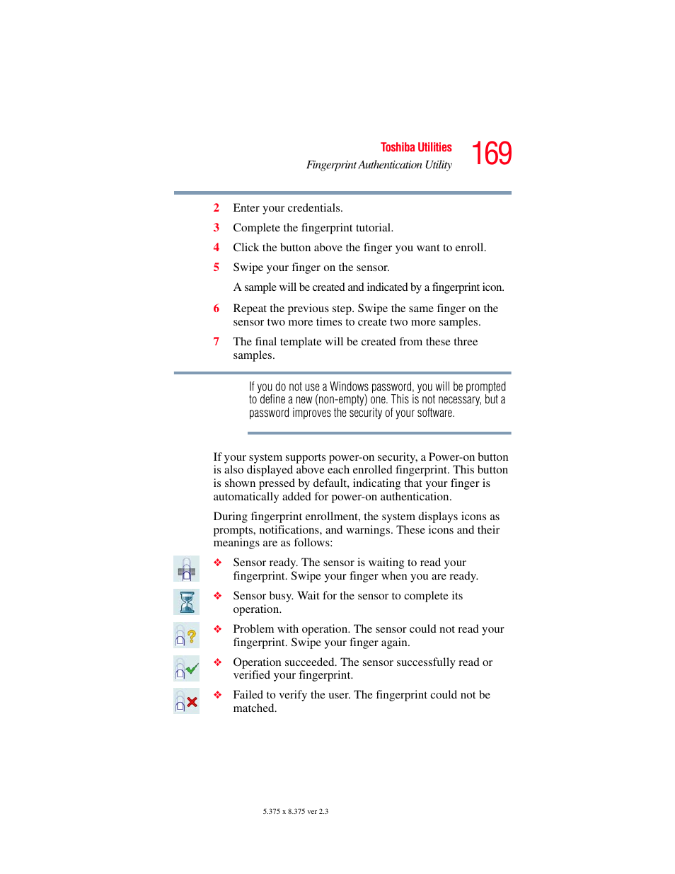 Toshiba P100/P105 User Manual | Page 169 / 280