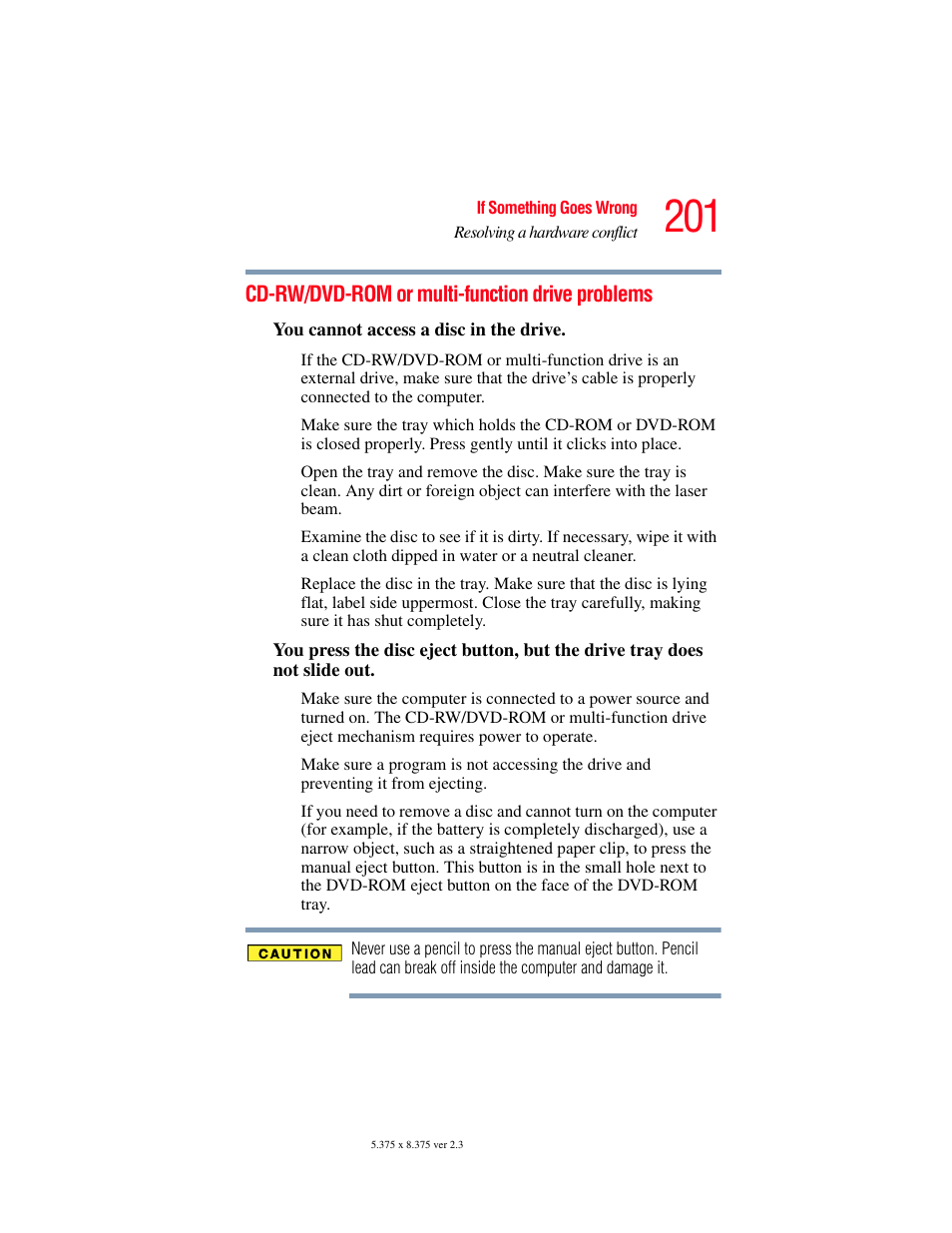 Cd-rw/dvd-rom or multi-function drive problems, Cd-rw/dvd-rom or multi-function drive, Problems | Toshiba P100/P105 User Manual | Page 201 / 280