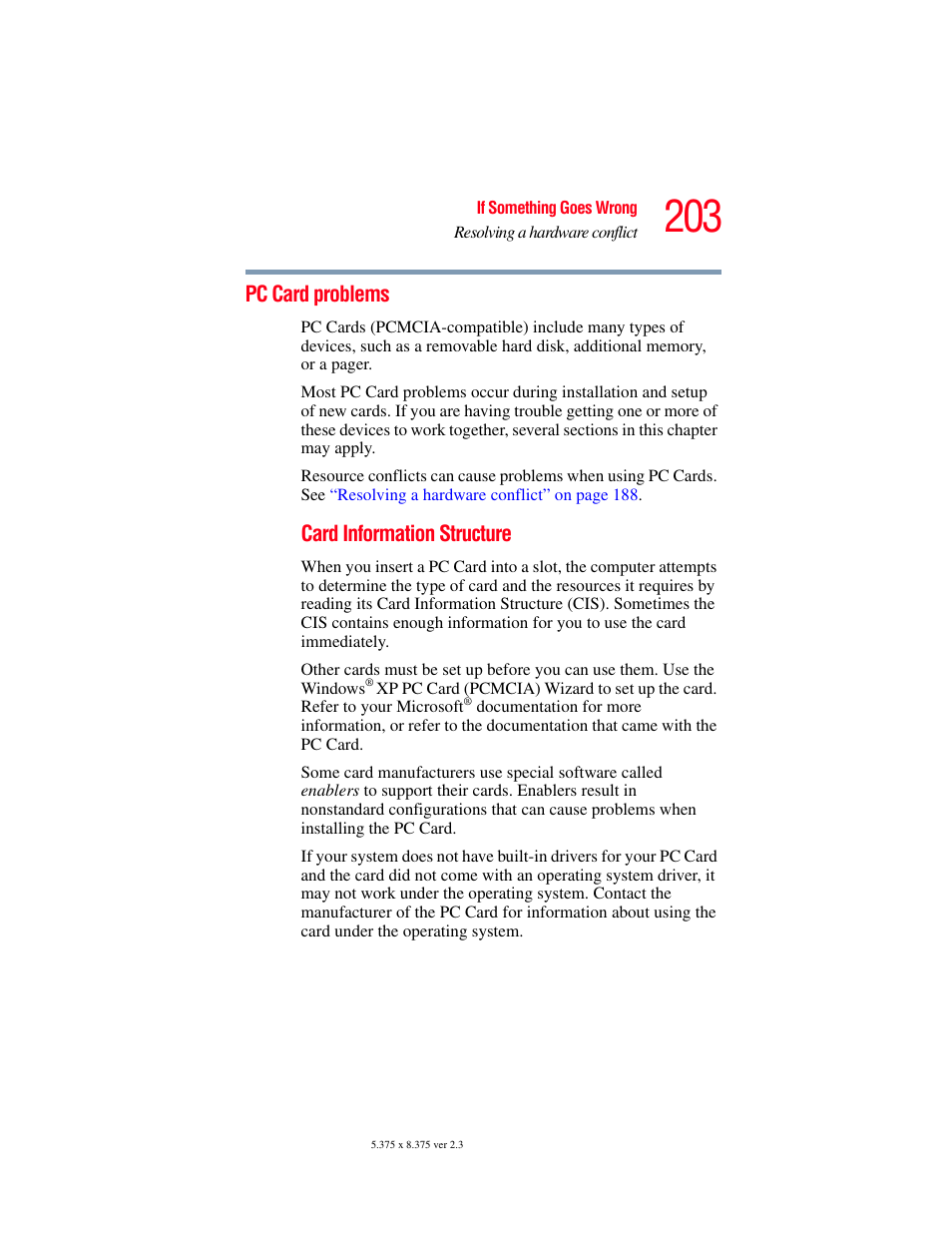 Pc card problems | Toshiba P100/P105 User Manual | Page 203 / 280