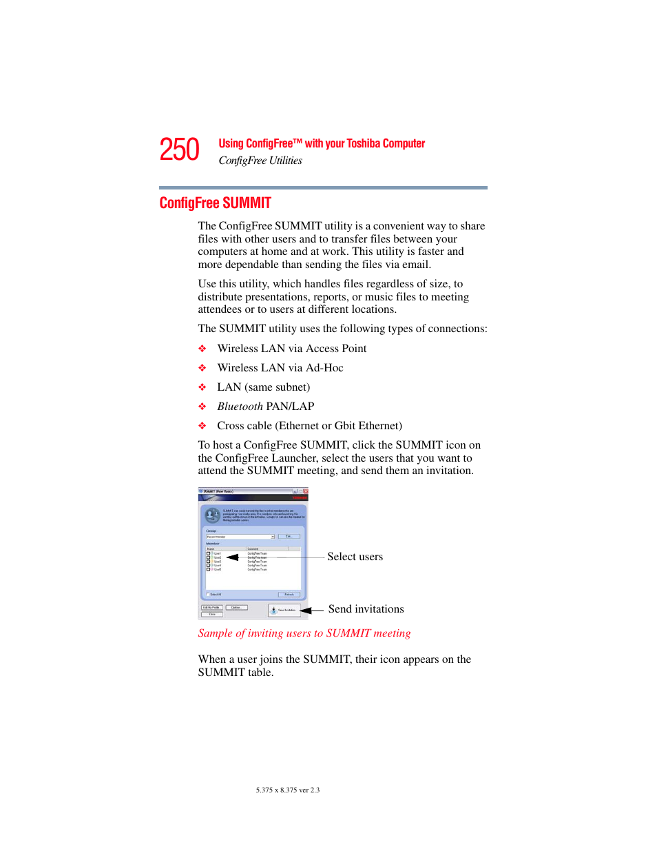 Configfree summit, Configfree | Toshiba P100/P105 User Manual | Page 250 / 280