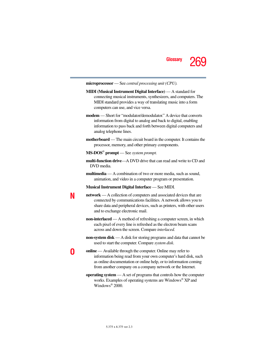 Toshiba P100/P105 User Manual | Page 269 / 280