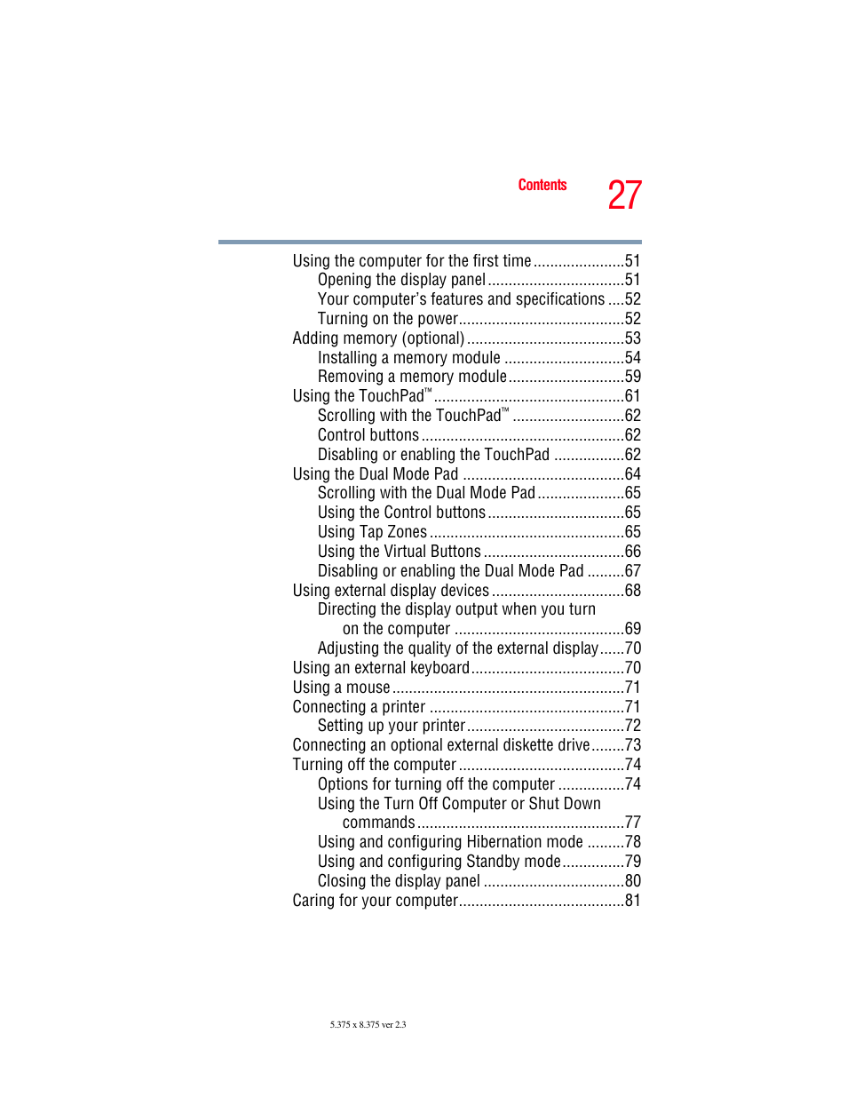 Toshiba P100/P105 User Manual | Page 27 / 280