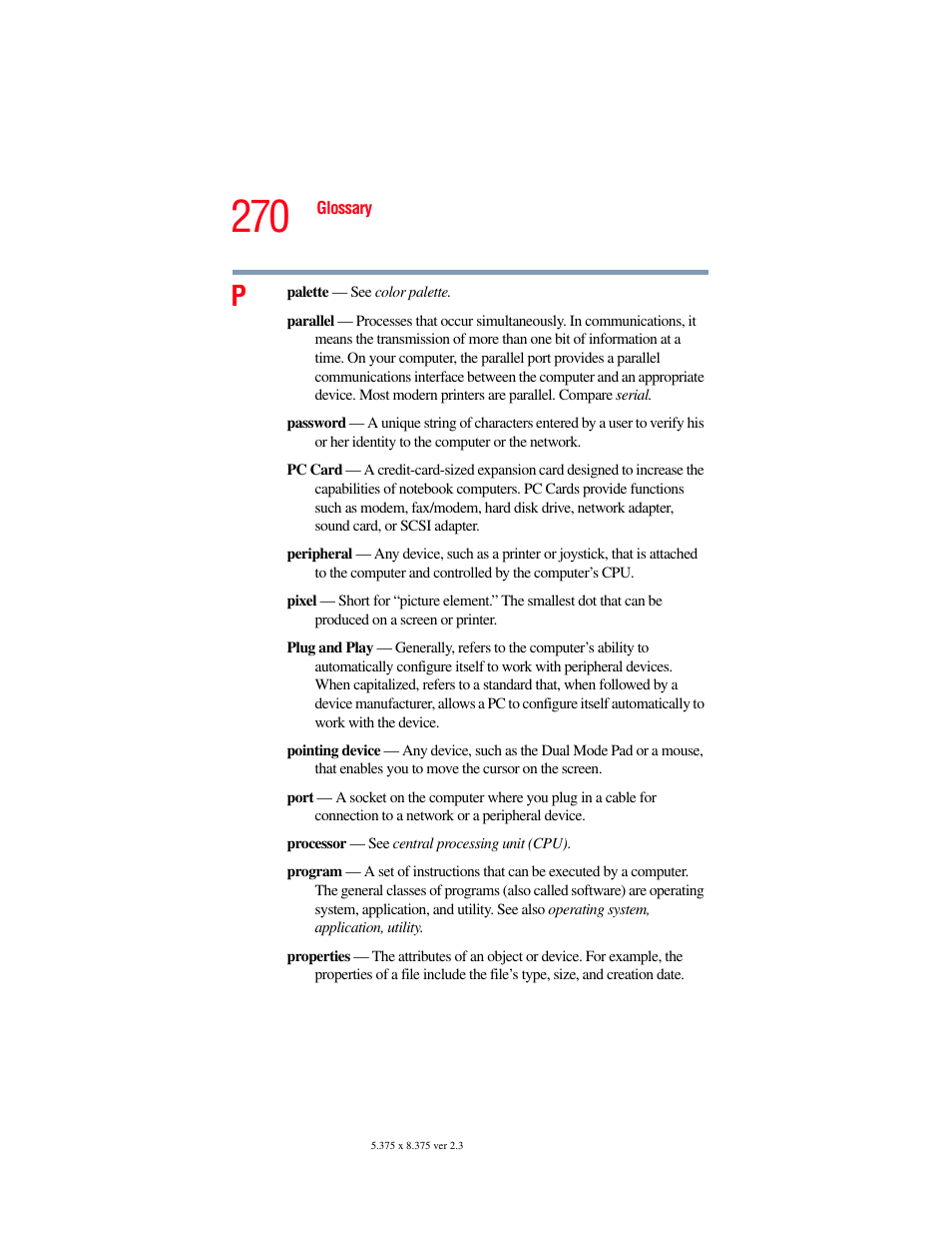 Toshiba P100/P105 User Manual | Page 270 / 280