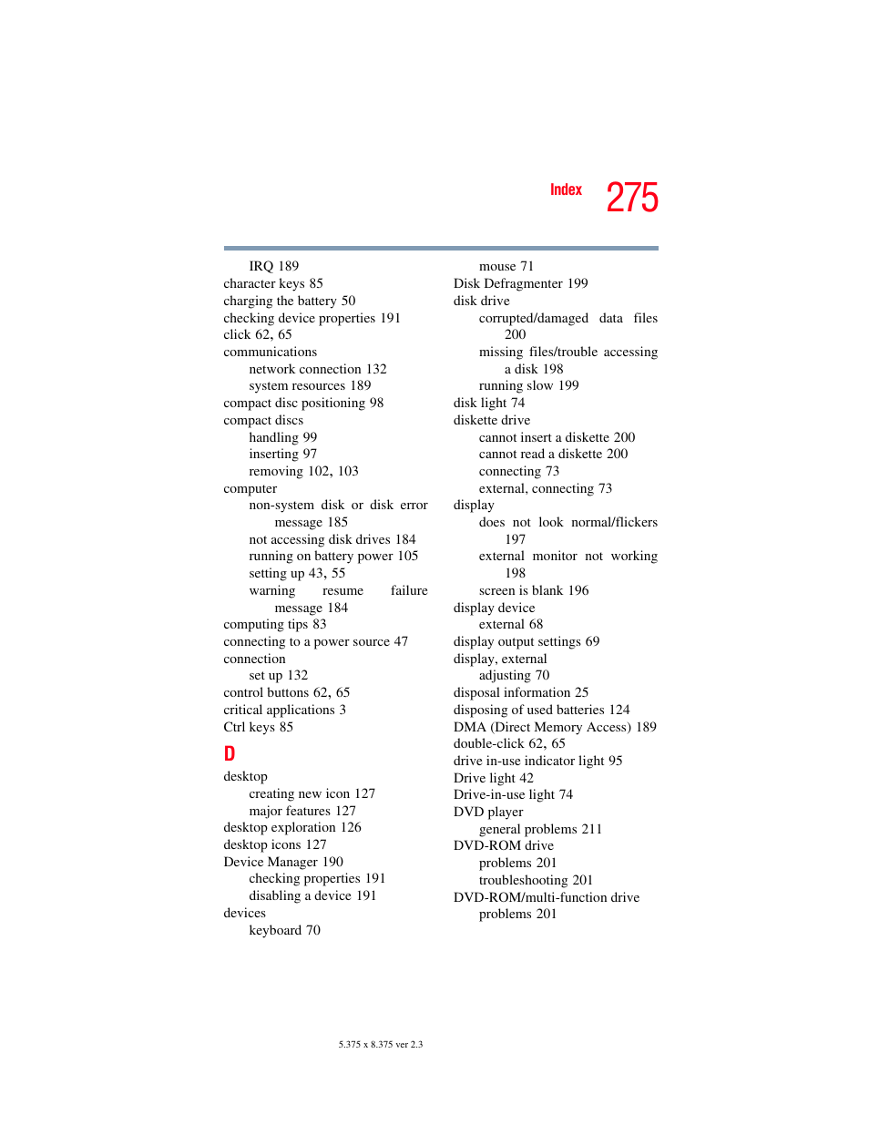 Toshiba P100/P105 User Manual | Page 275 / 280