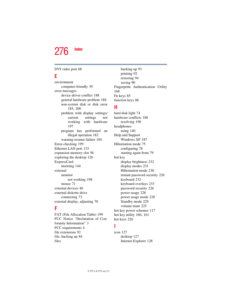 Toshiba P100/P105 User Manual | Page 276 / 280