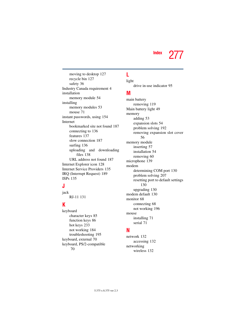 Toshiba P100/P105 User Manual | Page 277 / 280