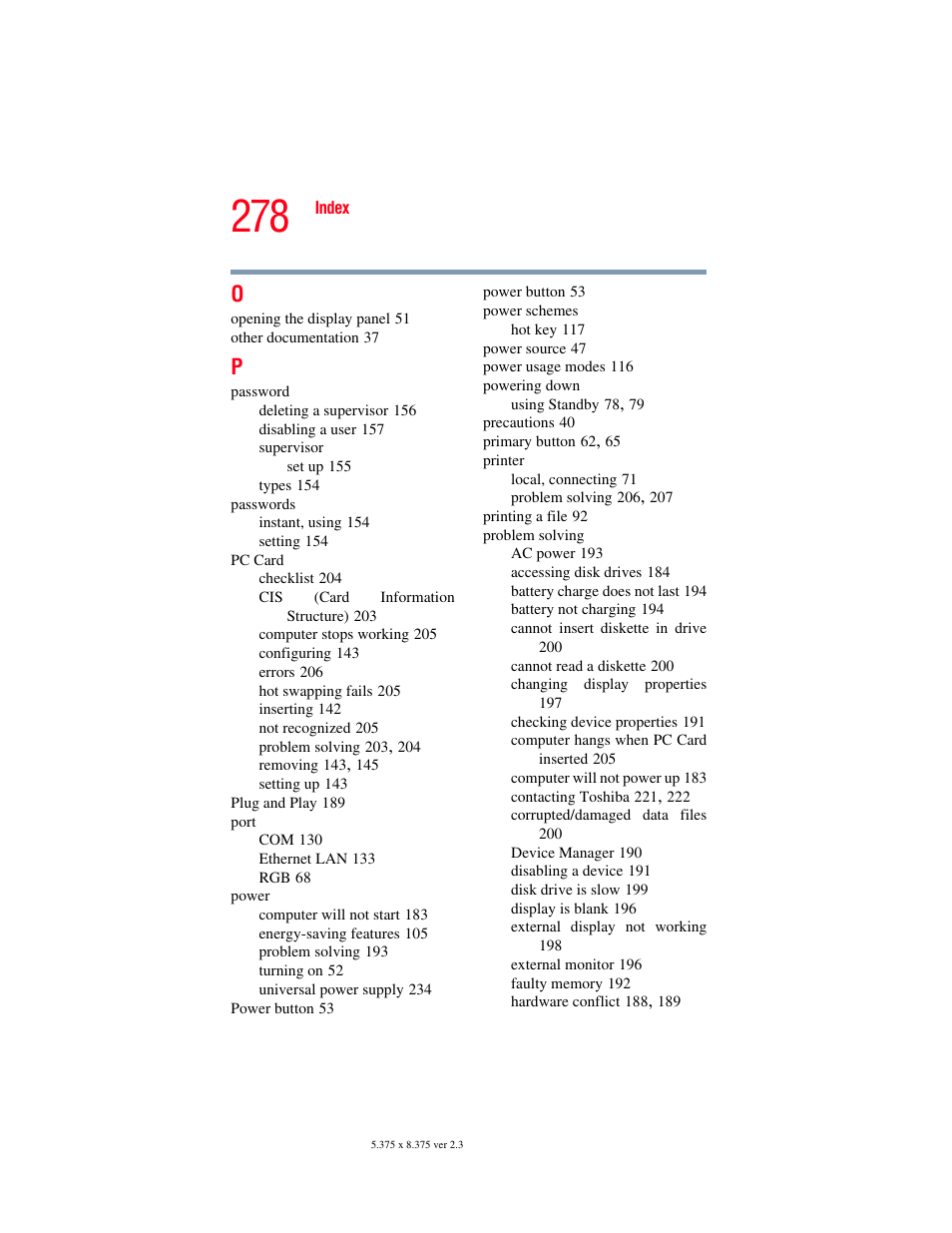Toshiba P100/P105 User Manual | Page 278 / 280