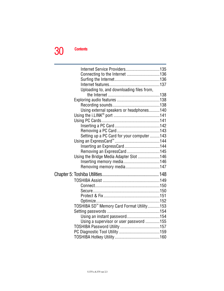 Toshiba P100/P105 User Manual | Page 30 / 280