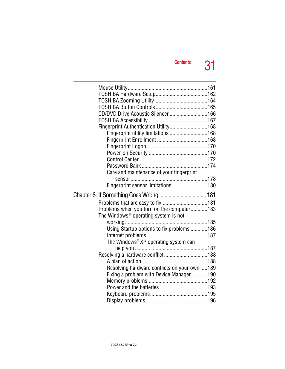 Toshiba P100/P105 User Manual | Page 31 / 280
