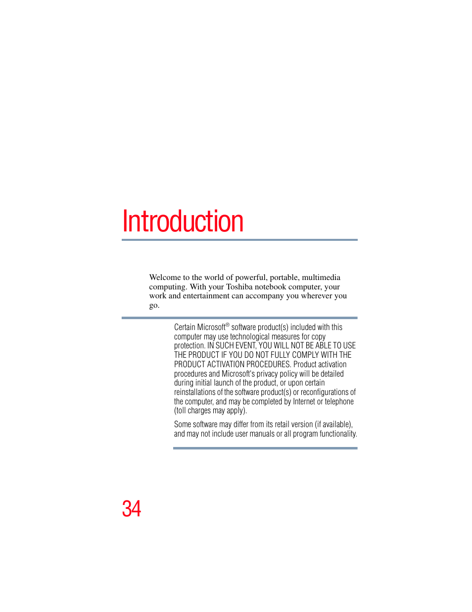 Introduction | Toshiba P100/P105 User Manual | Page 34 / 280