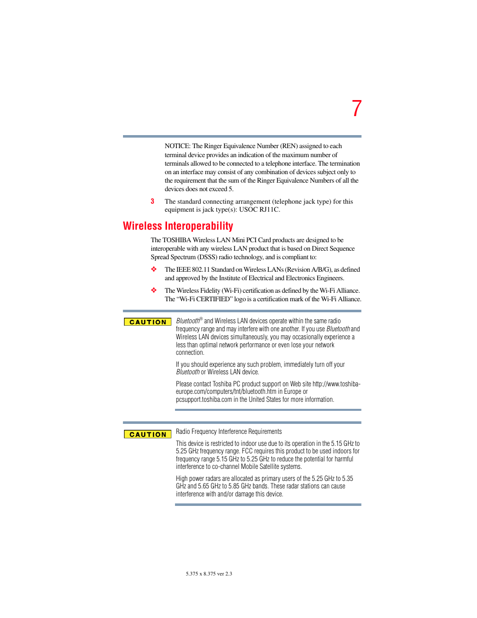 Wireless interoperability | Toshiba P100/P105 User Manual | Page 7 / 280