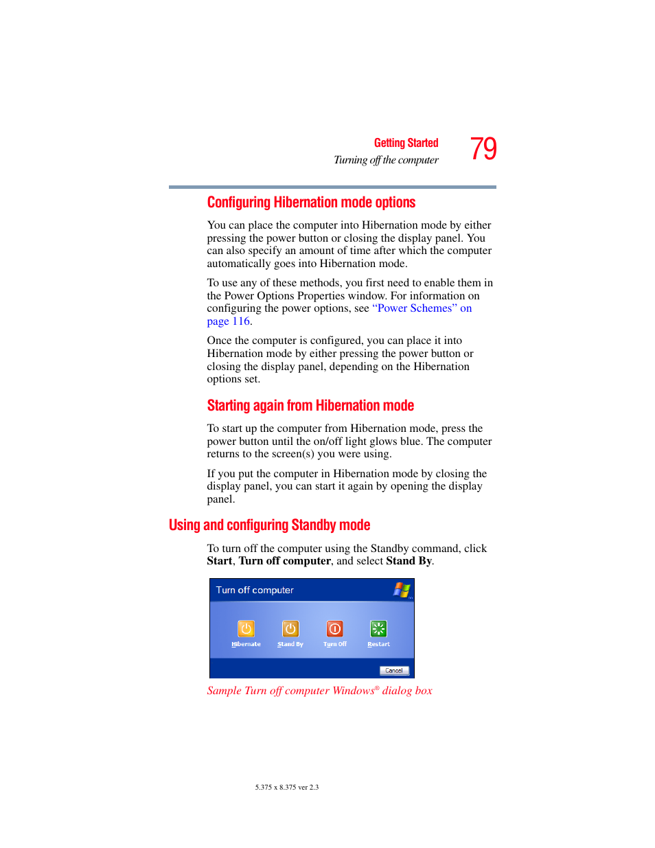 Using and configuring standby mode | Toshiba P100/P105 User Manual | Page 79 / 280