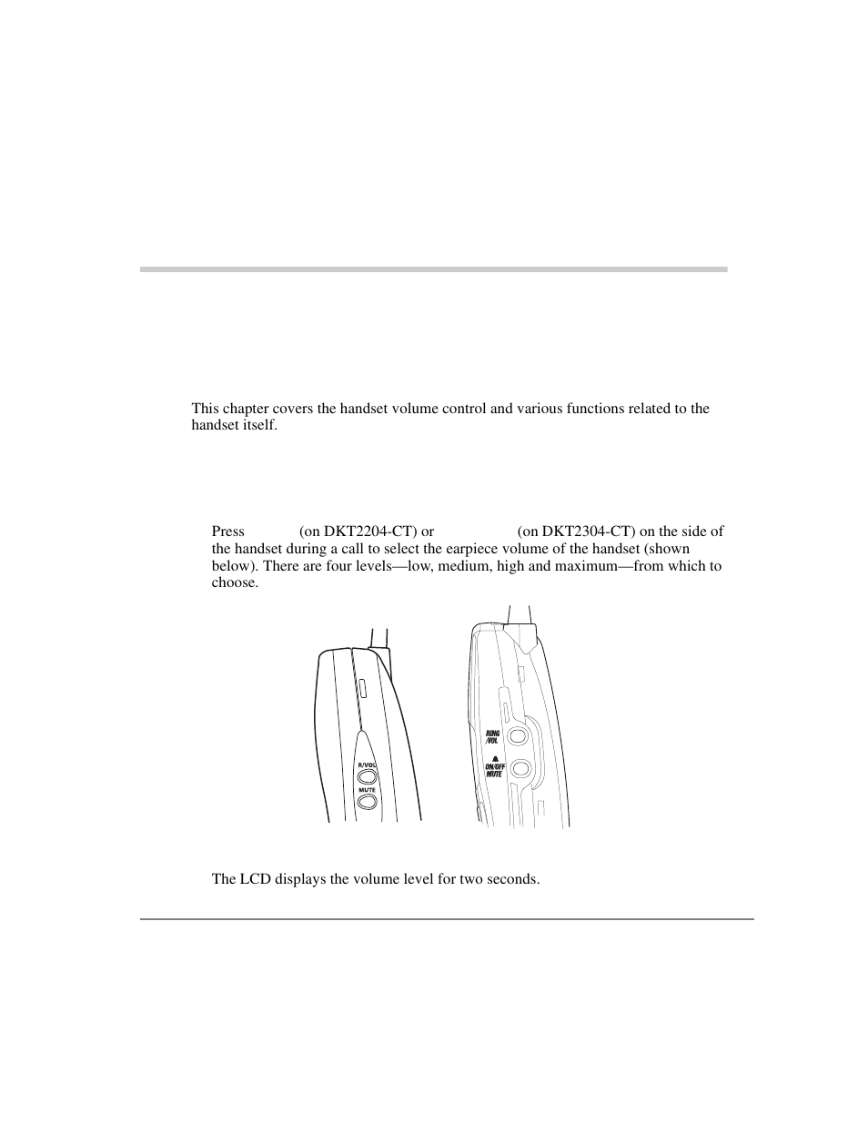 Handset operation 3, Handset controls, Earpiece volume | Chapter 3 – handset operation, Handset operation | Toshiba DKT2304-CT User Manual | Page 37 / 65