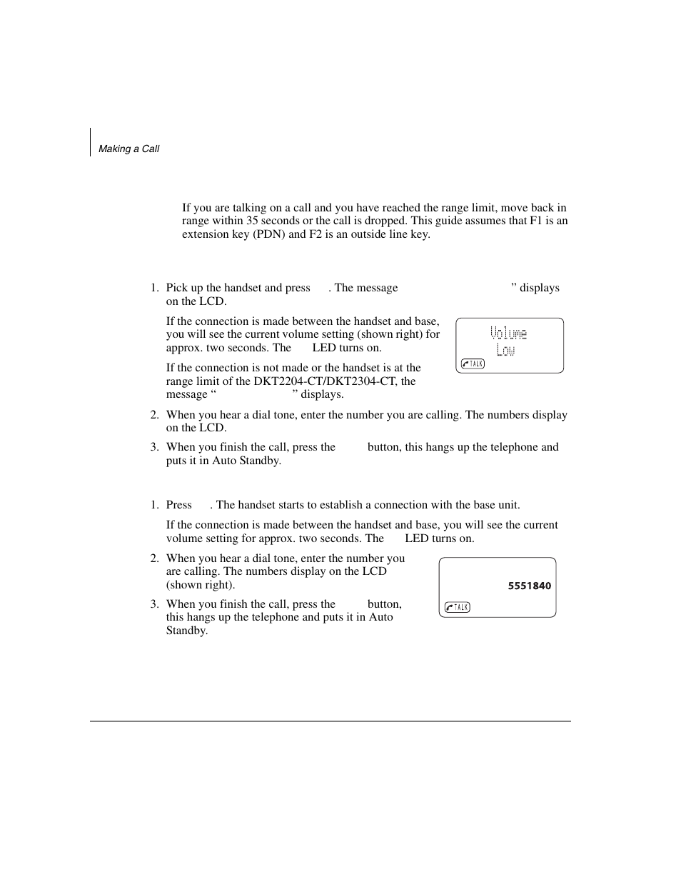 Making a call, Internal call, External call | Internal call external call | Toshiba DKT2304-CT User Manual | Page 40 / 65