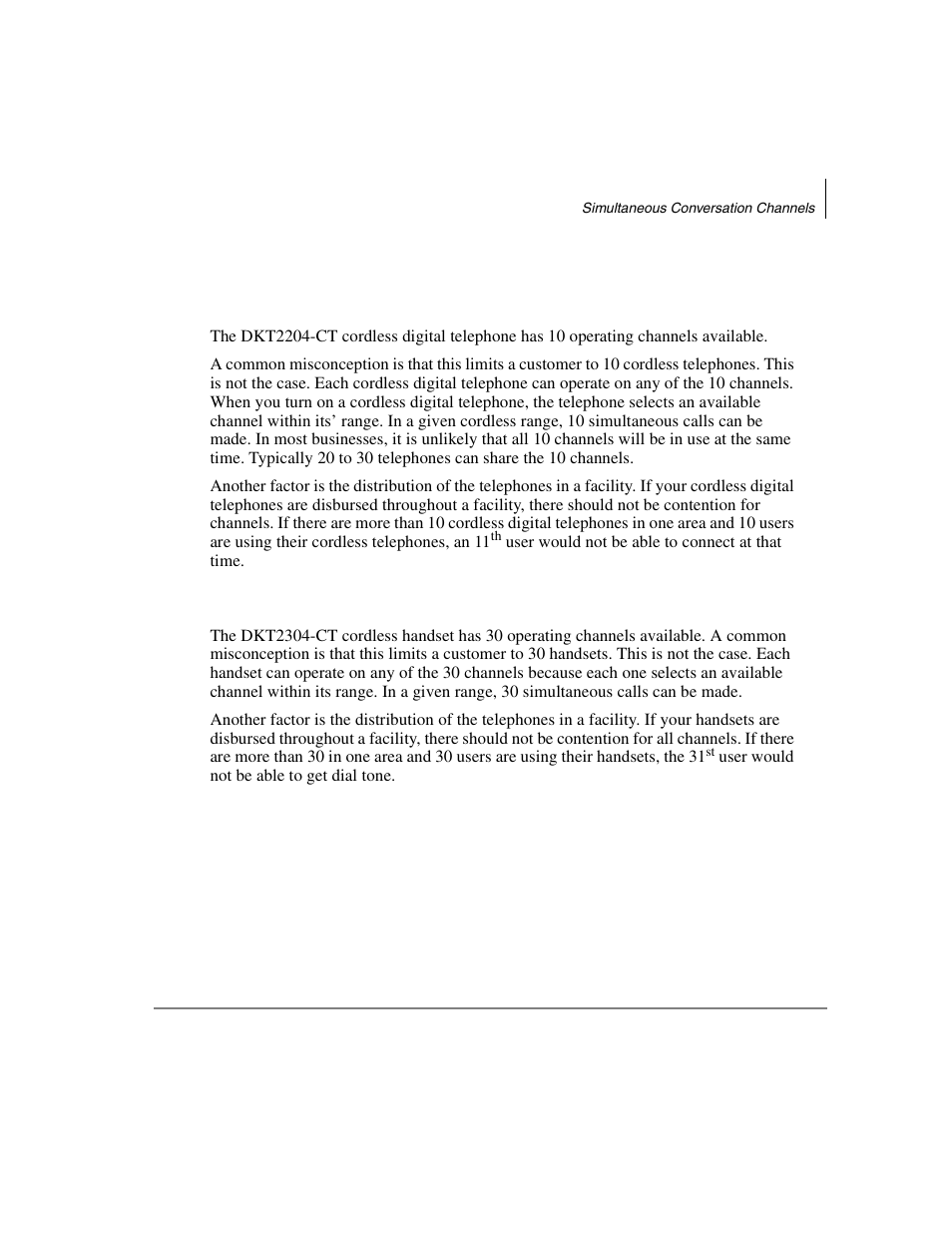 Simultaneous conversation channels, Dkt2204-ct, Dkt2304-ct | Dkt2204-ct dkt2304-ct | Toshiba DKT2304-CT User Manual | Page 59 / 65