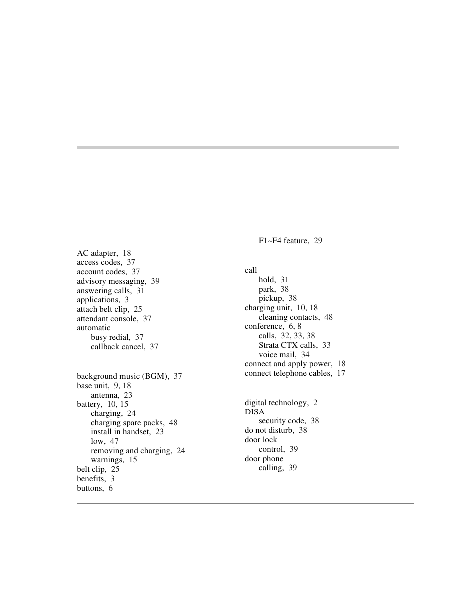 Index | Toshiba DKT2304-CT User Manual | Page 63 / 65