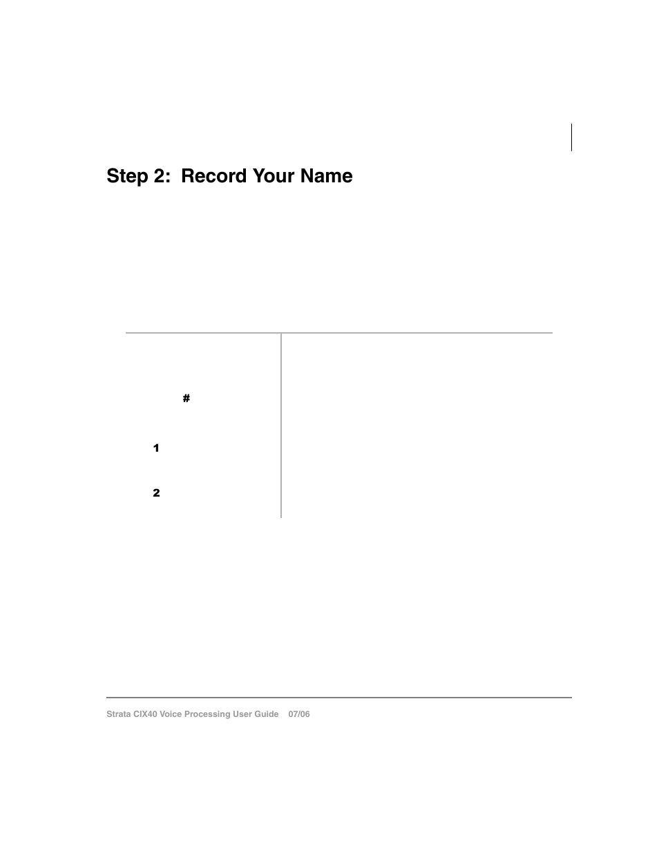 Step 2: record your name, Record | Toshiba Strata CIX40 User Manual | Page 29 / 96