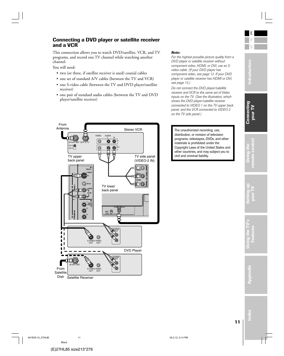 Toshiba 27HL85 User Manual | Page 11 / 58