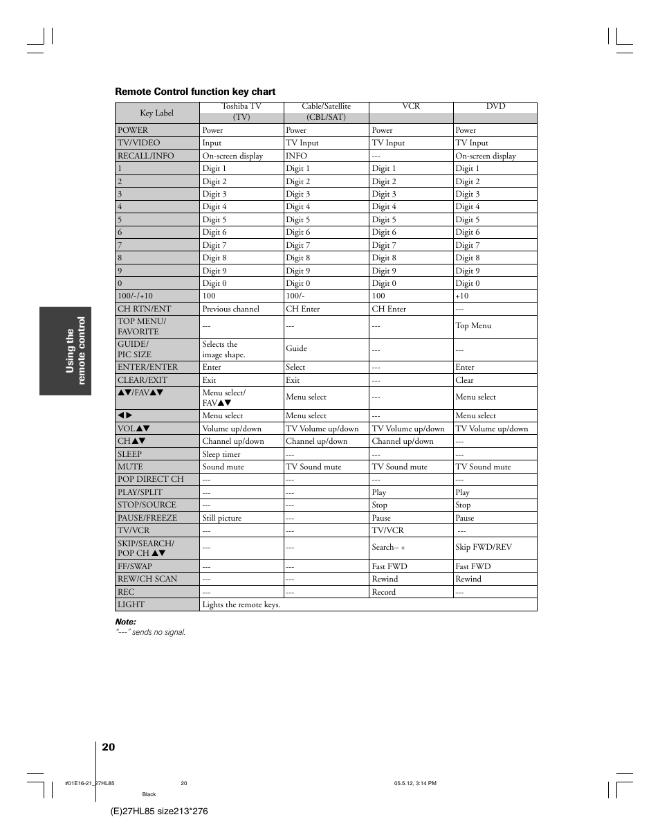 Toshiba 27HL85 User Manual | Page 20 / 58