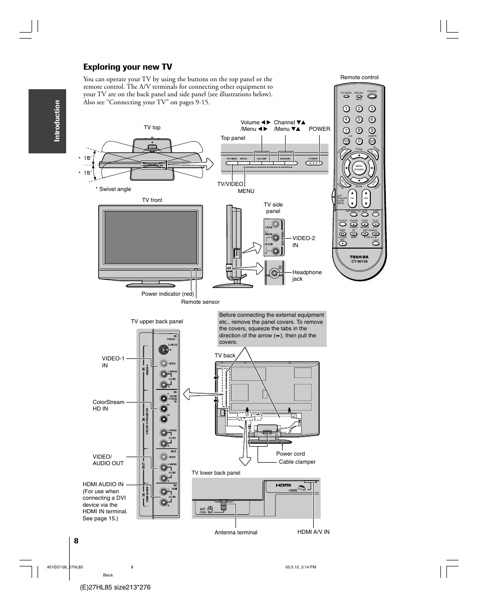 Exploring your new tv, Intr oduction | Toshiba 27HL85 User Manual | Page 8 / 58