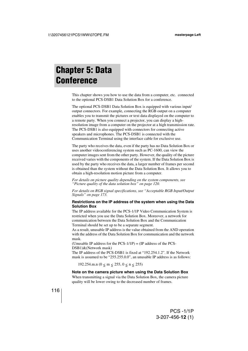 Chapter 5: data conference | Toshiba PCS-1 User Manual | Page 116 / 189