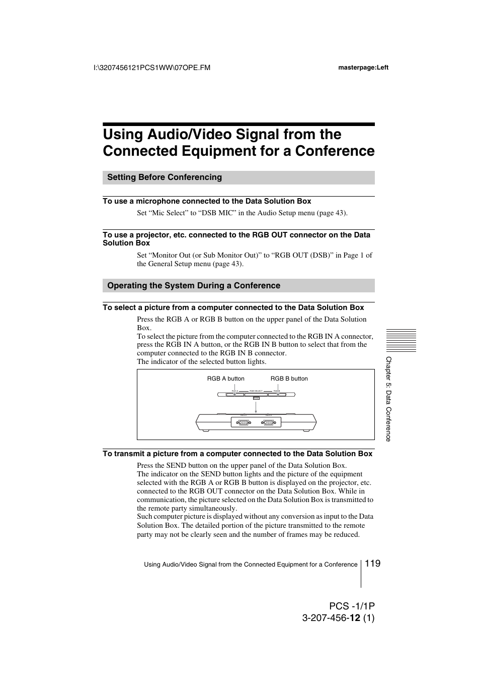 Setting before conferencing, Operating the system during a conference, Operating the system during a | Conference | Toshiba PCS-1 User Manual | Page 119 / 189