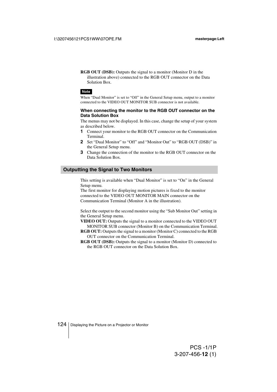 Outputting the signal to two monitors, Outputting the signal to two, Monitors | Toshiba PCS-1 User Manual | Page 124 / 189