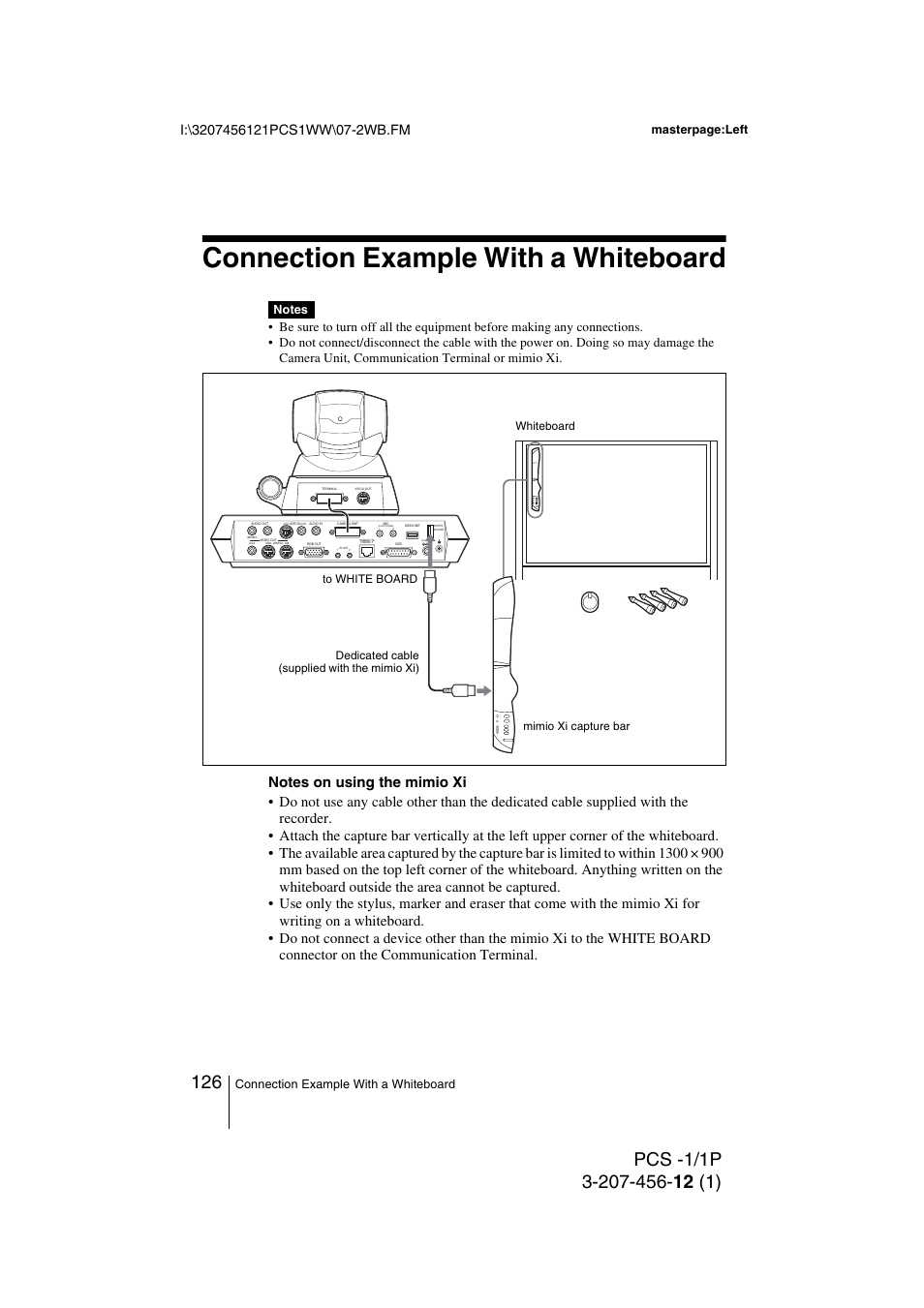 Connection example with a whiteboard, Masterpage:left | Toshiba PCS-1 User Manual | Page 126 / 189