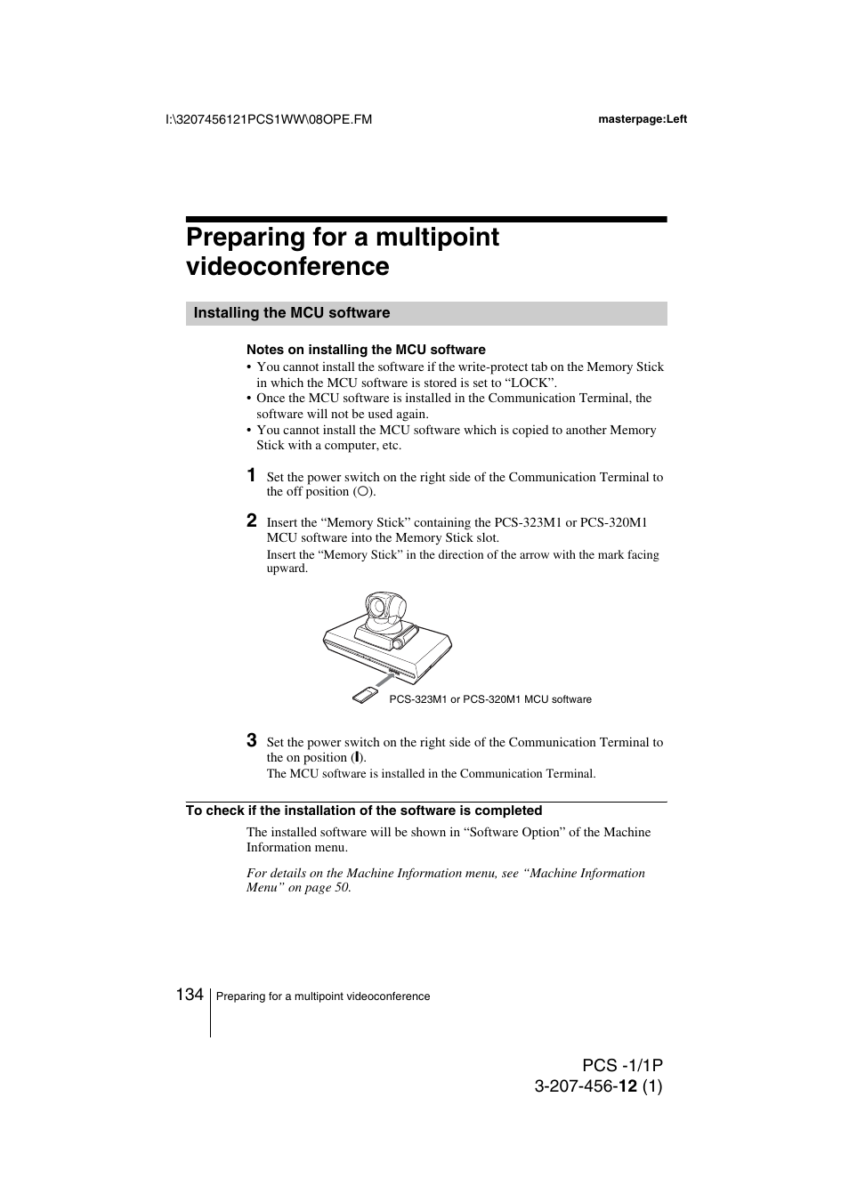 Preparing for a multipoint videoconference, Installing the mcu software | Toshiba PCS-1 User Manual | Page 134 / 189