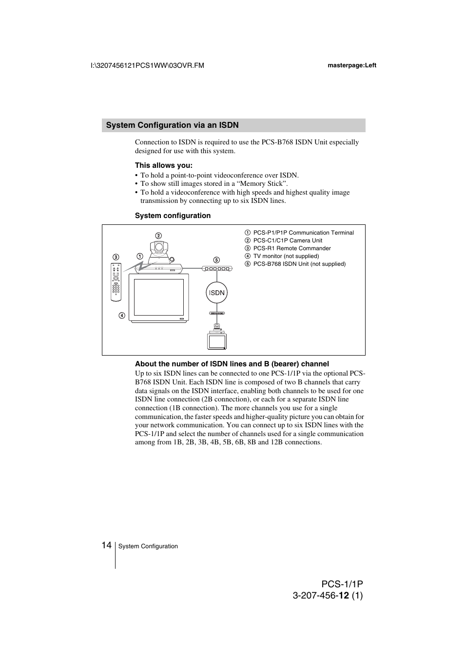 System configuration via an isdn, System configuration via an, Isdn | Toshiba PCS-1 User Manual | Page 14 / 189