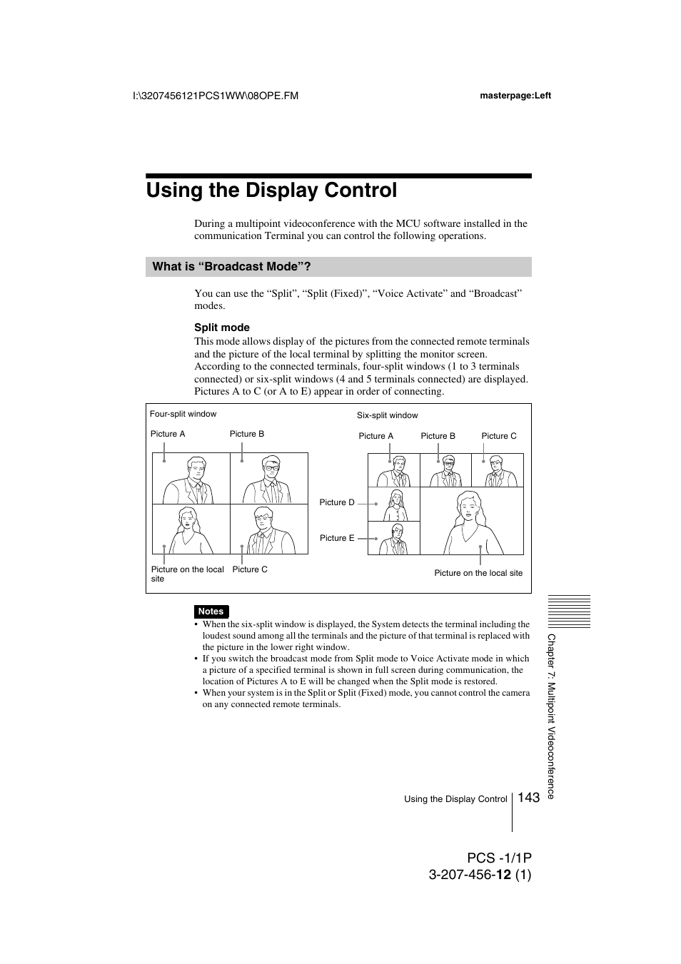 Using the display control, What is “broadcast mode | Toshiba PCS-1 User Manual | Page 143 / 189