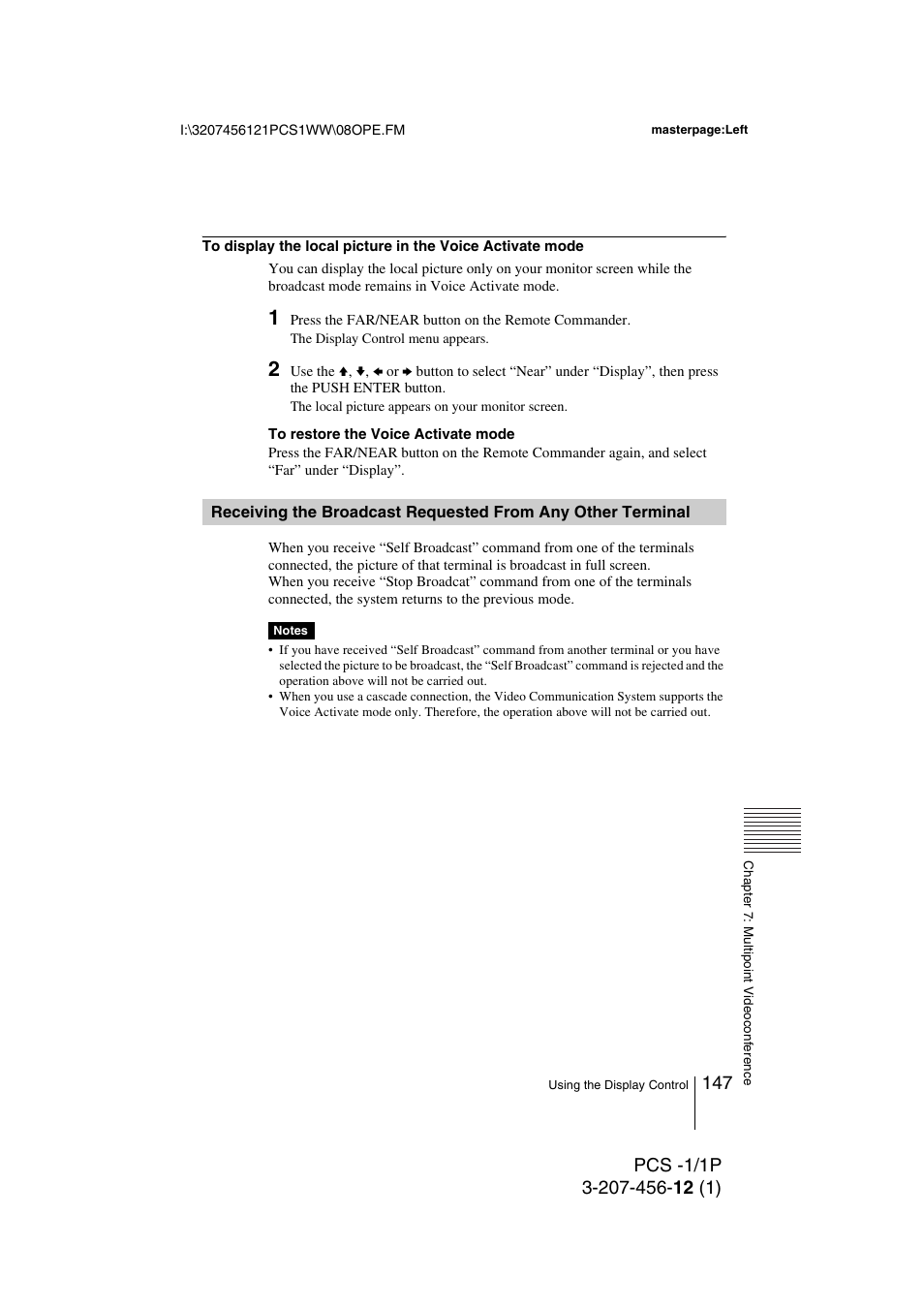 Receiving the broadcast requested, From any other terminal | Toshiba PCS-1 User Manual | Page 147 / 189