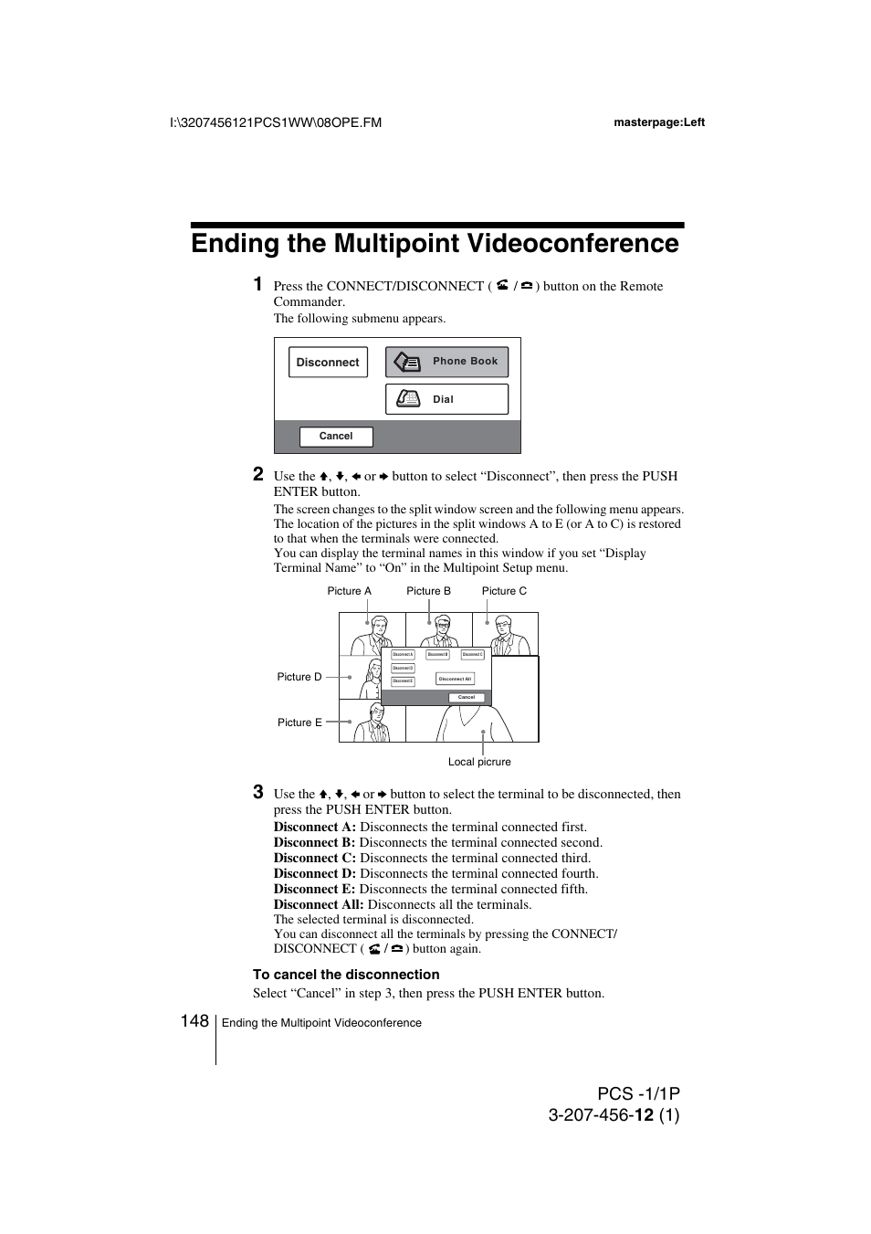 Ending the multipoint videoconference | Toshiba PCS-1 User Manual | Page 148 / 189