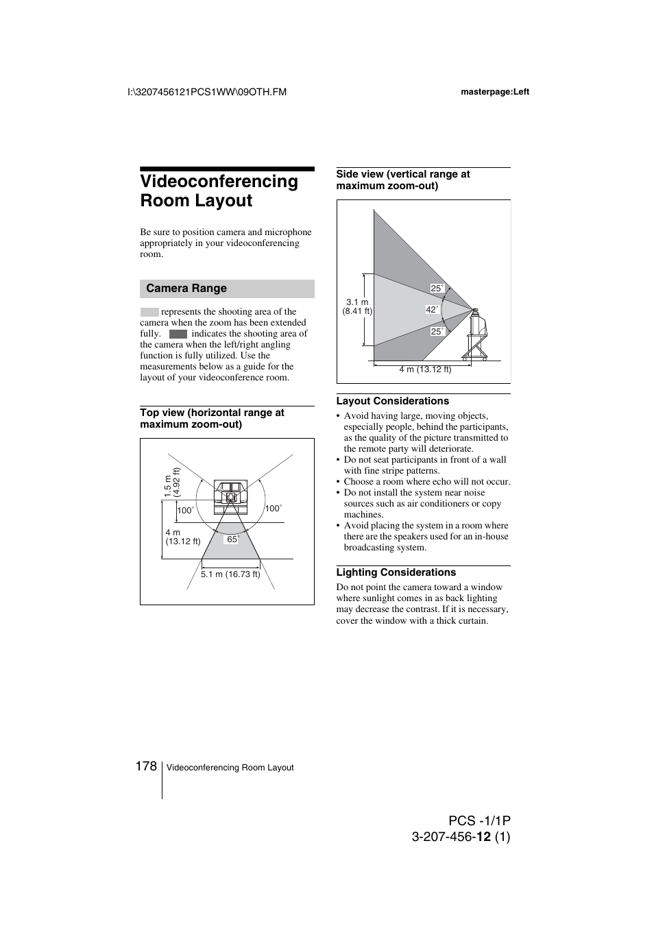 Videoconferencing room layout, Camera range, Videoconferencing room layout . 178 | Toshiba PCS-1 User Manual | Page 178 / 189