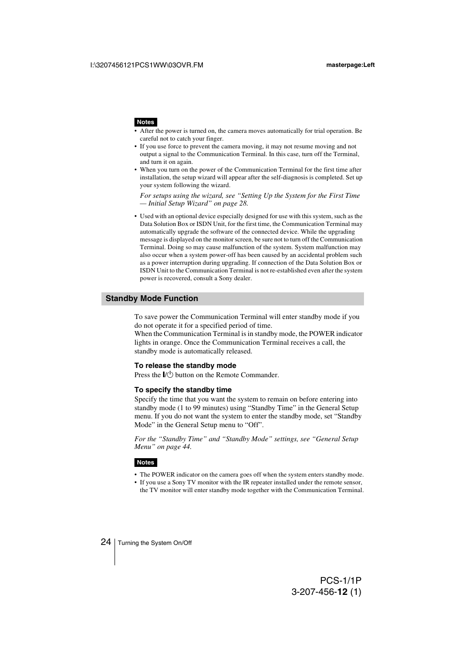 Standby mode function | Toshiba PCS-1 User Manual | Page 24 / 189