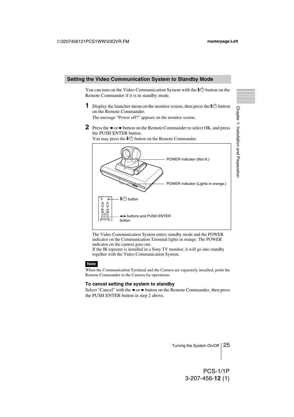 Setting the video communication, System to standby mode . 25 | Toshiba PCS-1 User Manual | Page 25 / 189
