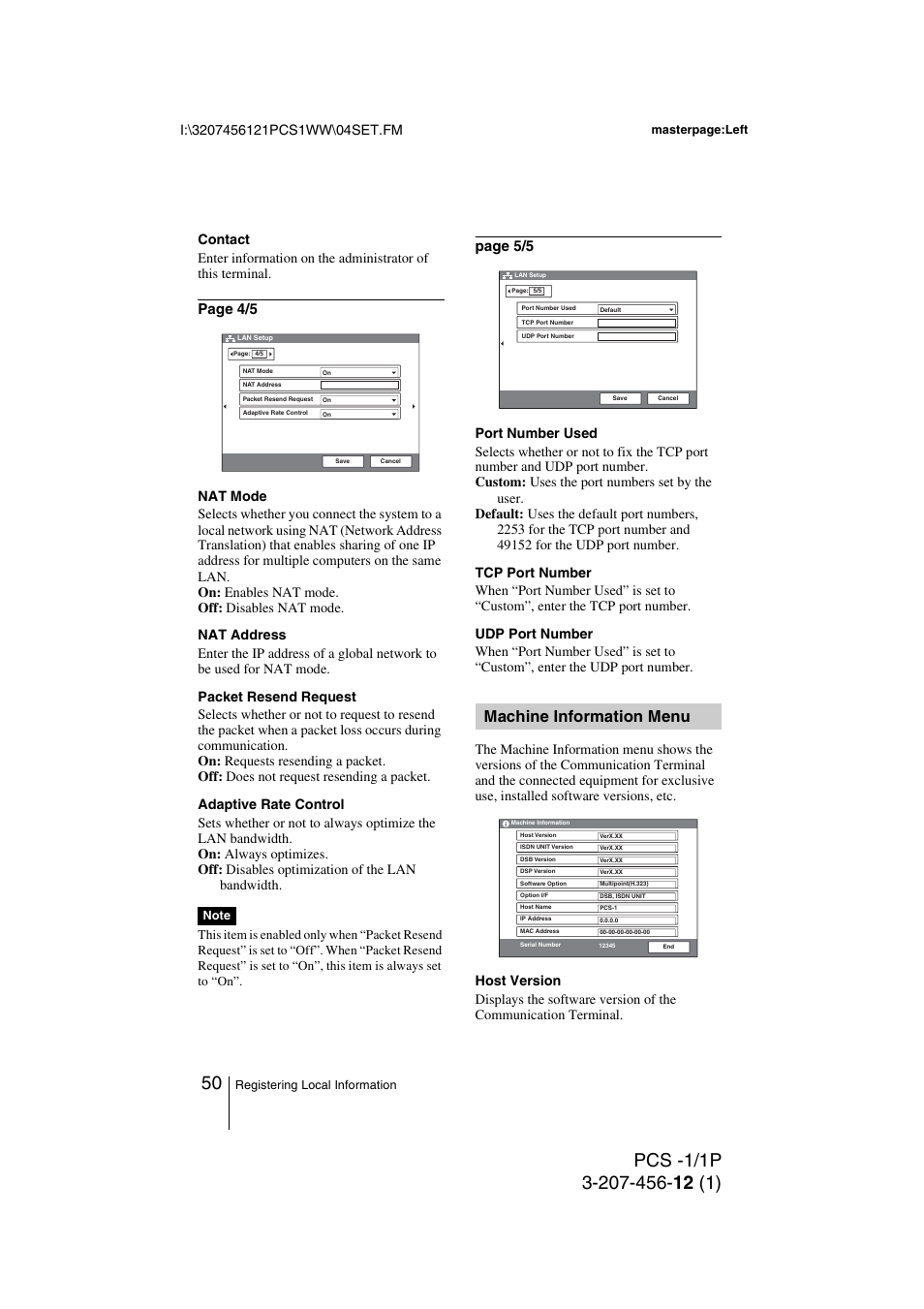 Machine information menu, Page 4/5, Page 5/5 | Toshiba PCS-1 User Manual | Page 50 / 189