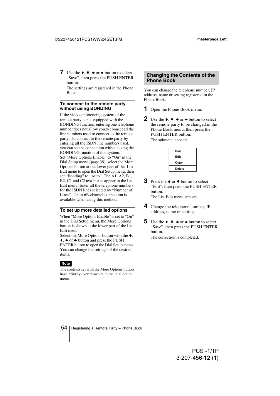 Changing the contents of the phone book, Changing the contents of the phone, Book | Toshiba PCS-1 User Manual | Page 54 / 189