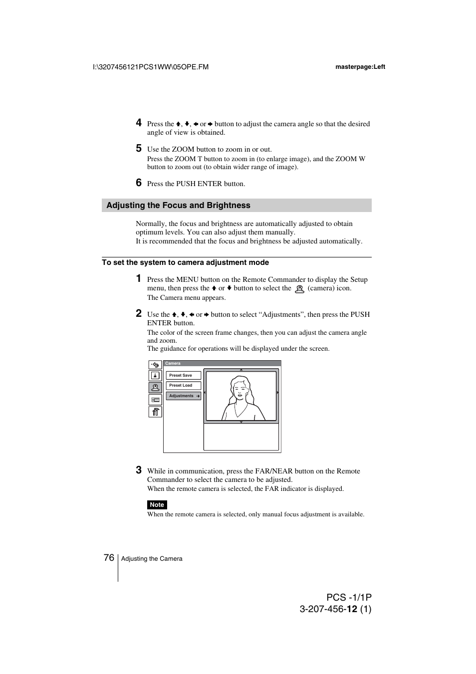 Adjusting the focus and brightness, Adjusting the focus and, Brightness | Toshiba PCS-1 User Manual | Page 76 / 189